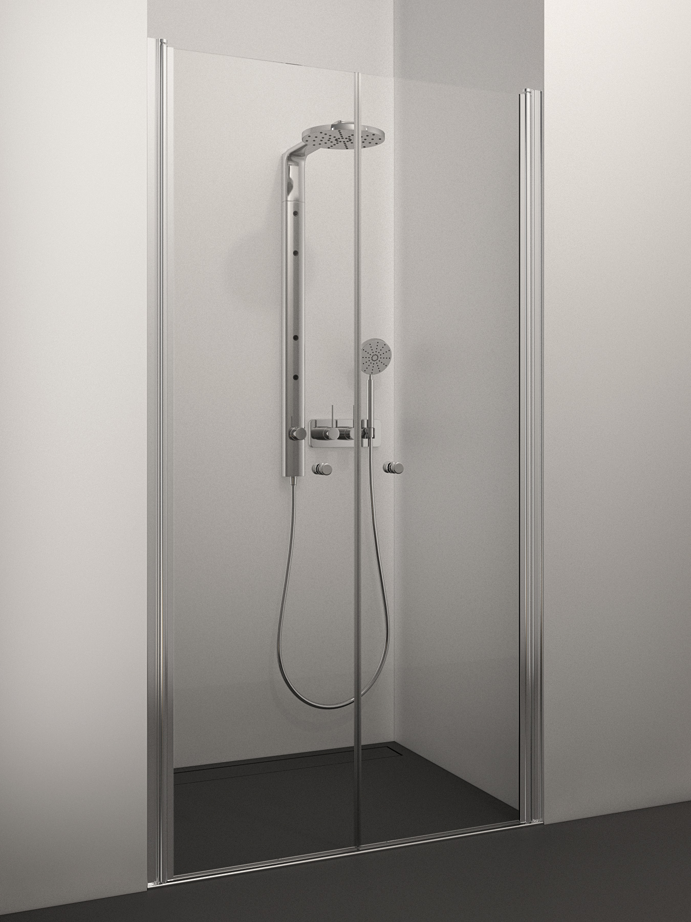 dušas durvis Flavia, 1000 mm, h=2000, hroms/caurspīdīgs stikls